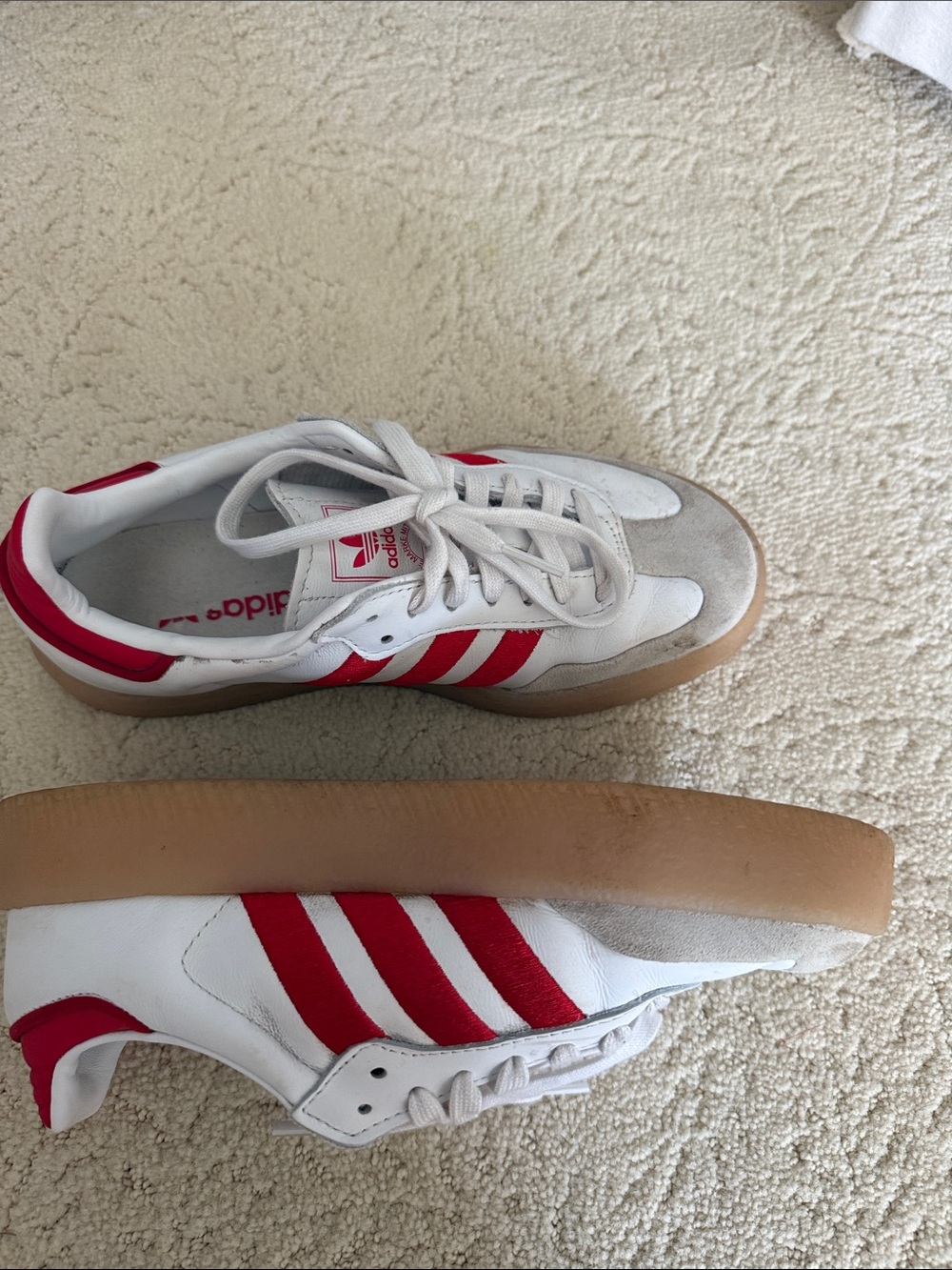 adidas Womens Samba Sneakers - White with Red - Picture 3 of 6